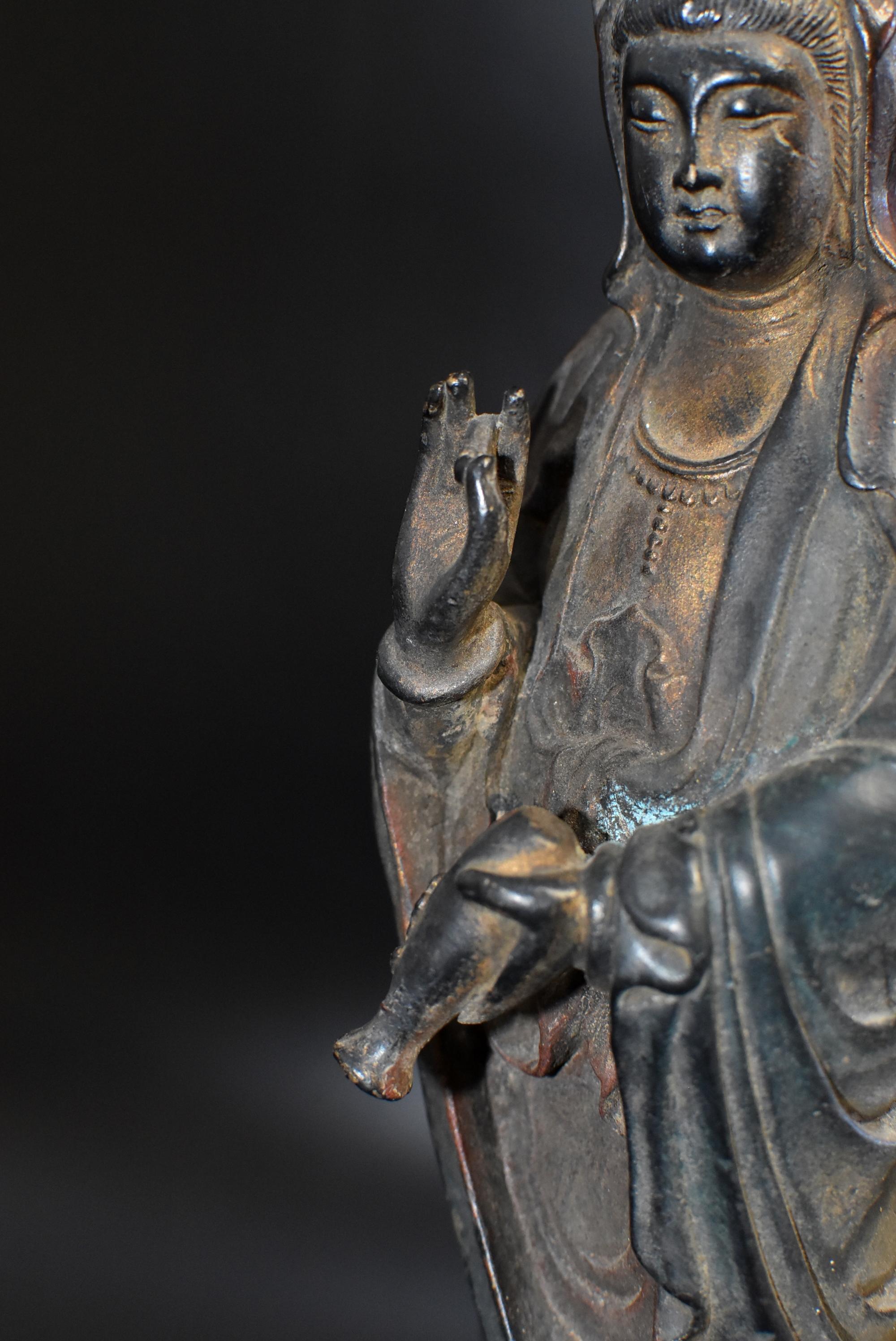 Bronze Guan Yin on Dragon Statue 2