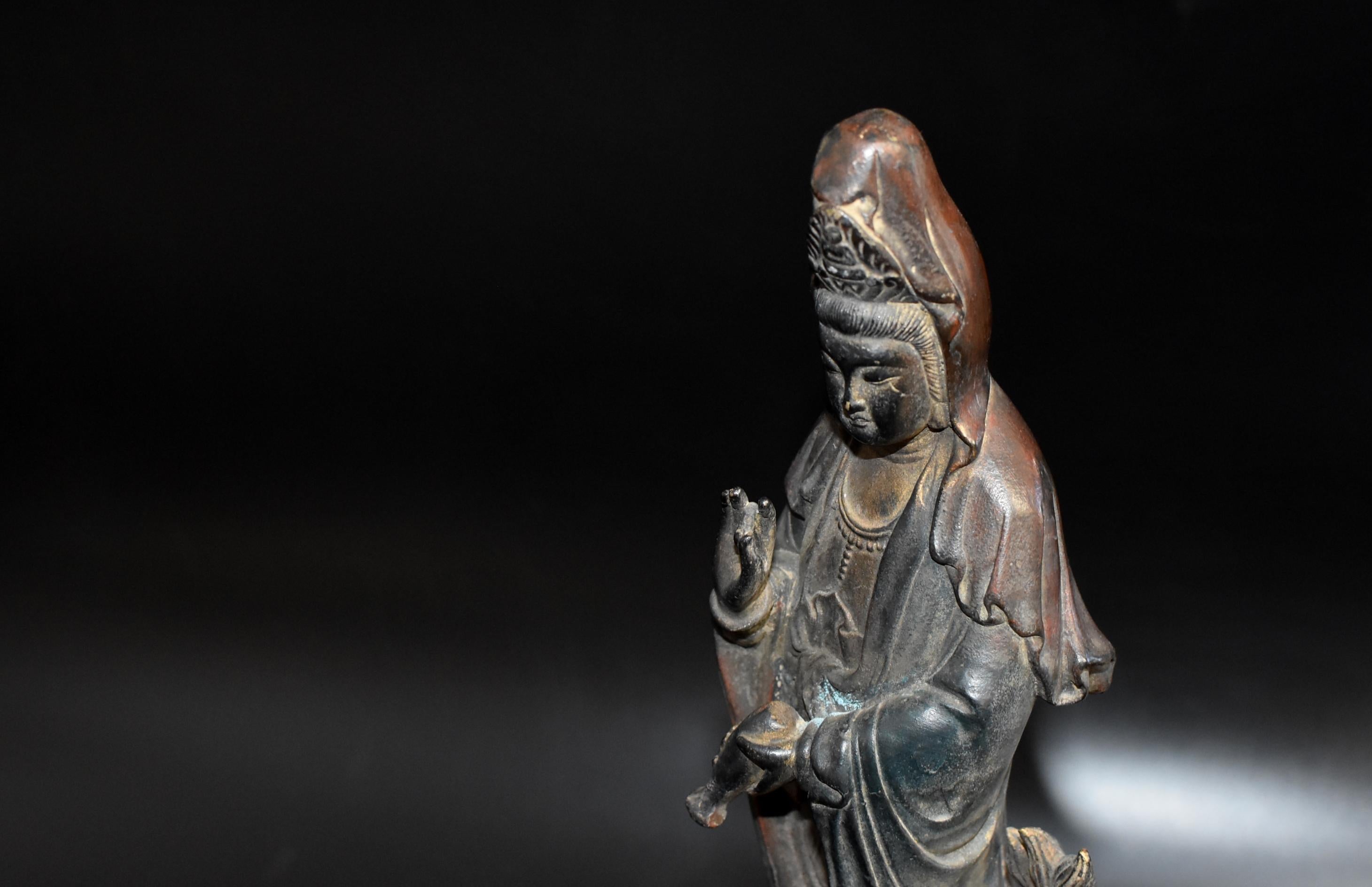 Bronze Guan Yin on Dragon Statue 3