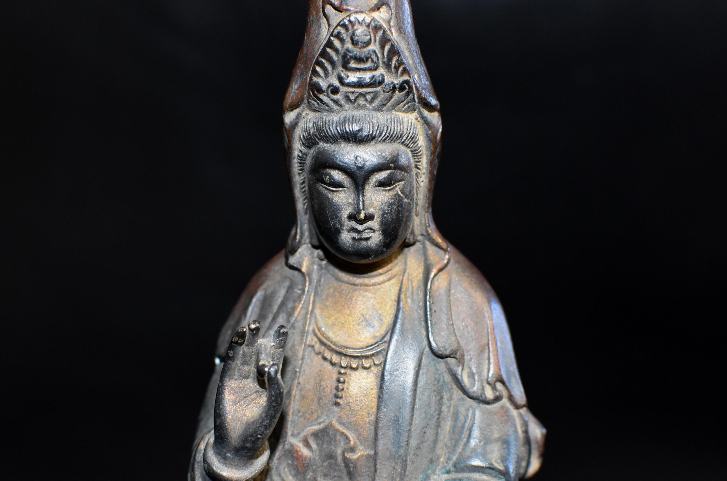 Bronze Guan Yin on Dragon Statue 5