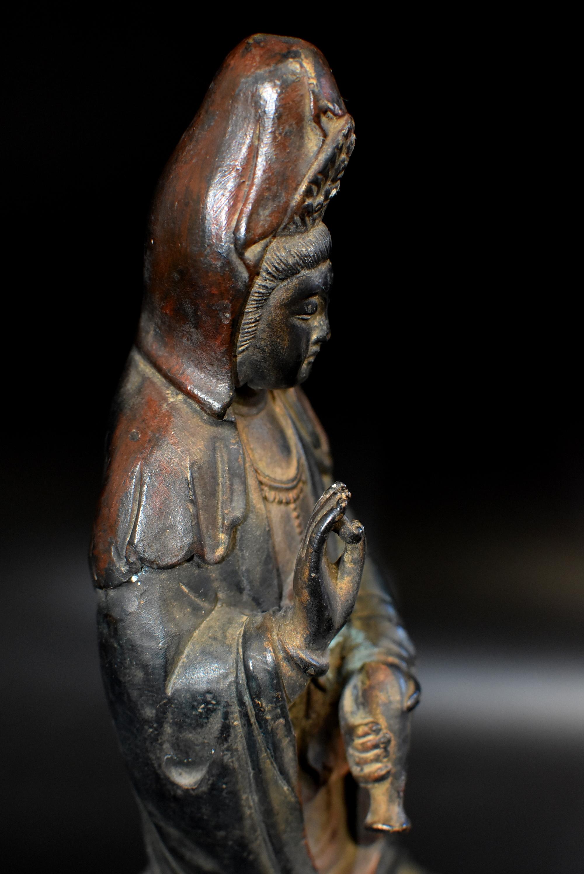 Bronze Guan Yin on Dragon Statue 6