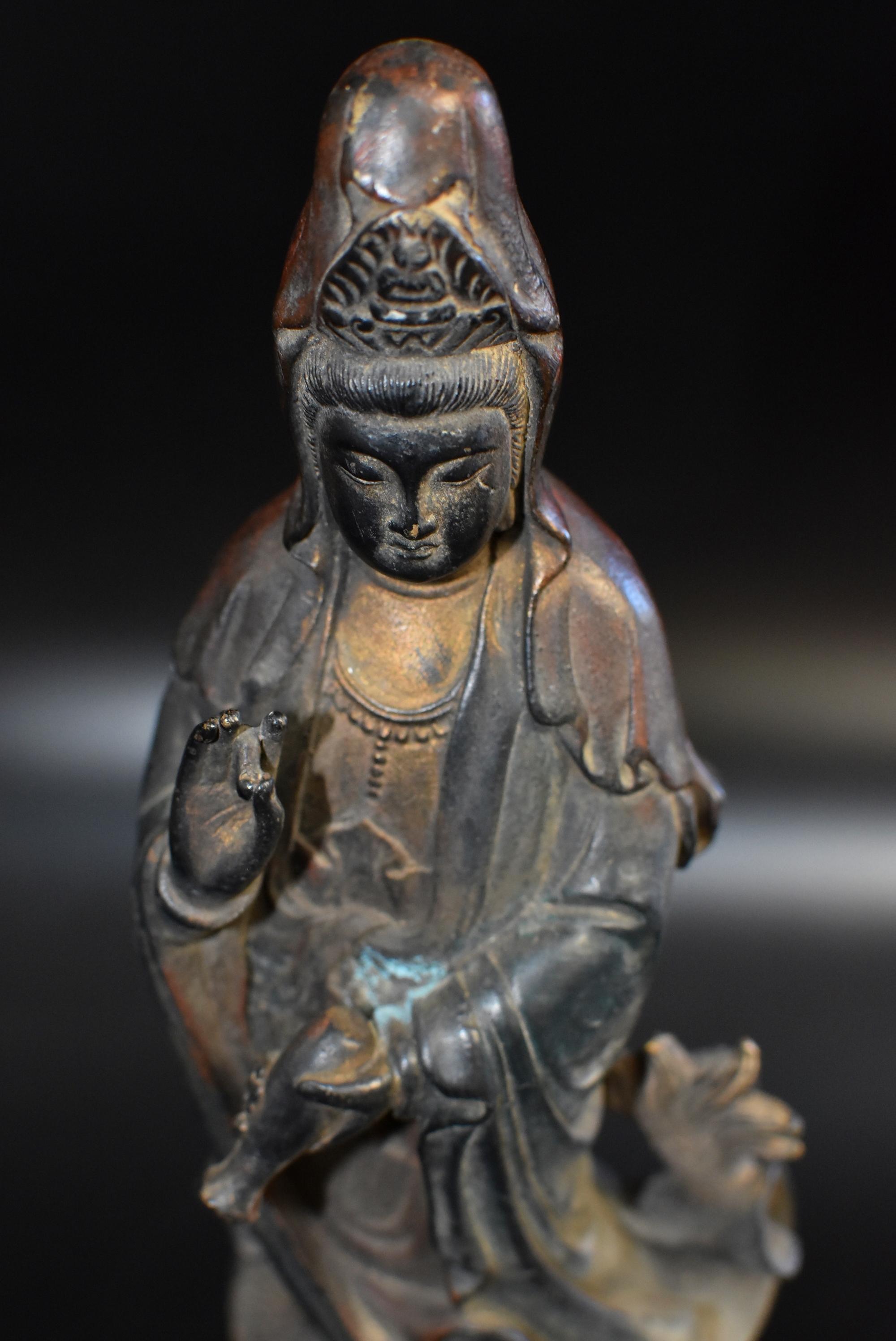 Bronze Guan Yin on Dragon Statue 8