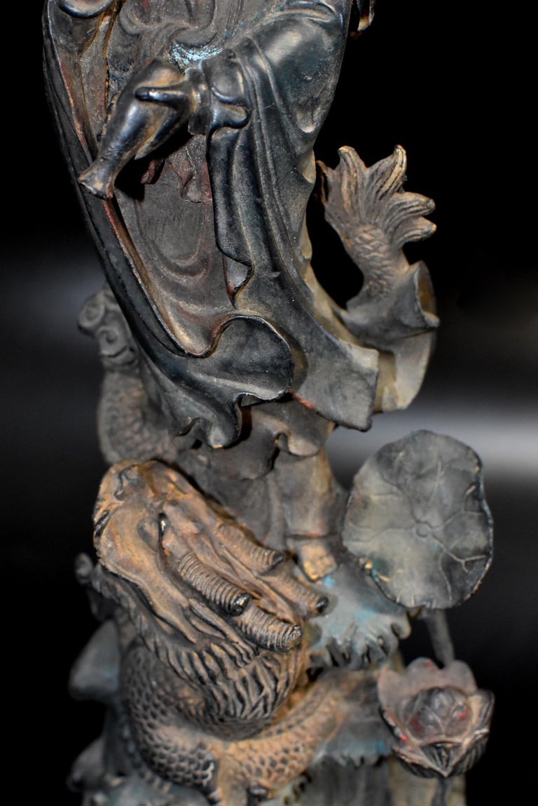 Bronze Guan Yin on Dragon Statue at 1stDibs quan yin dragon