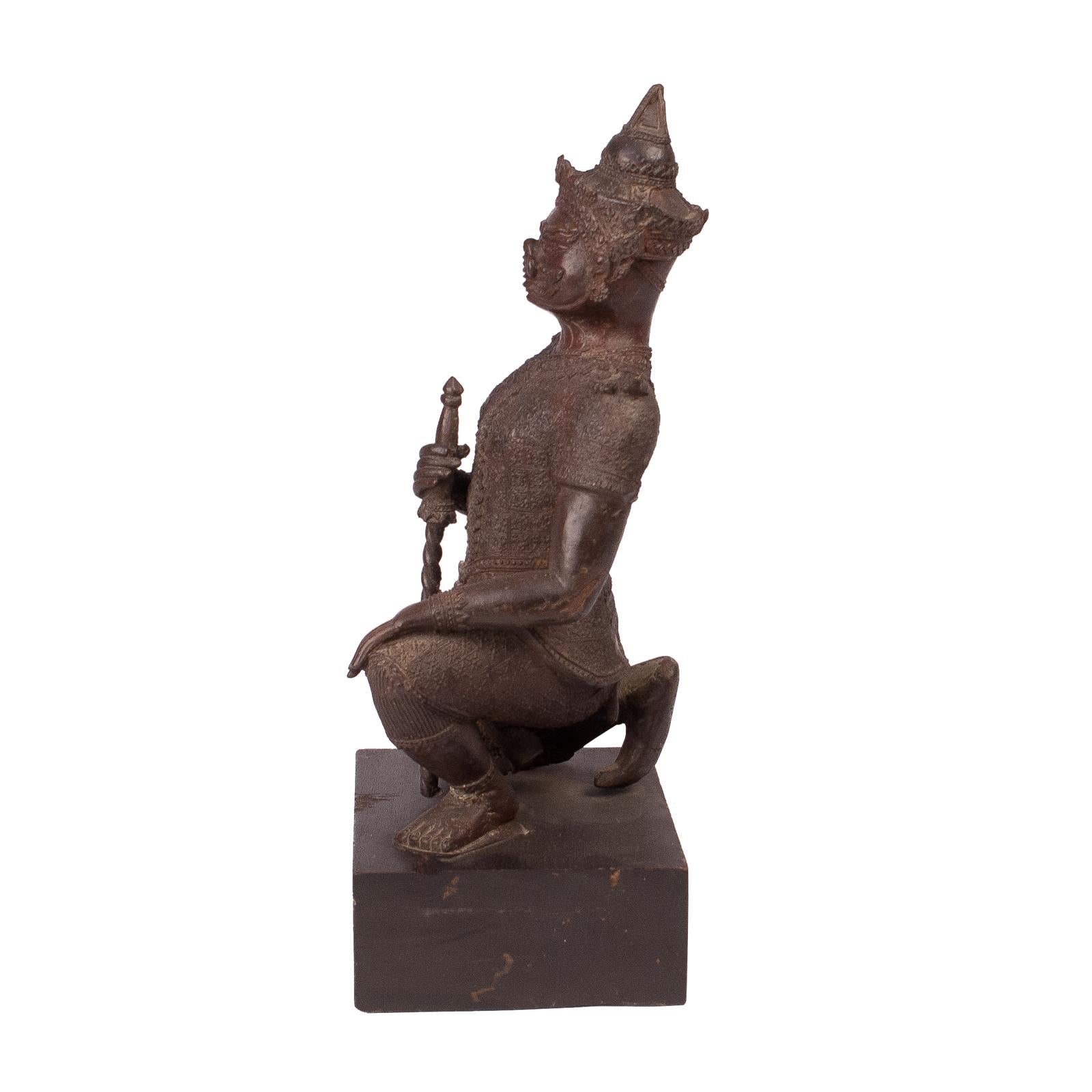 Bronze Guardian Figure, Thailand, circa 1850 In Good Condition In San Francisco, CA