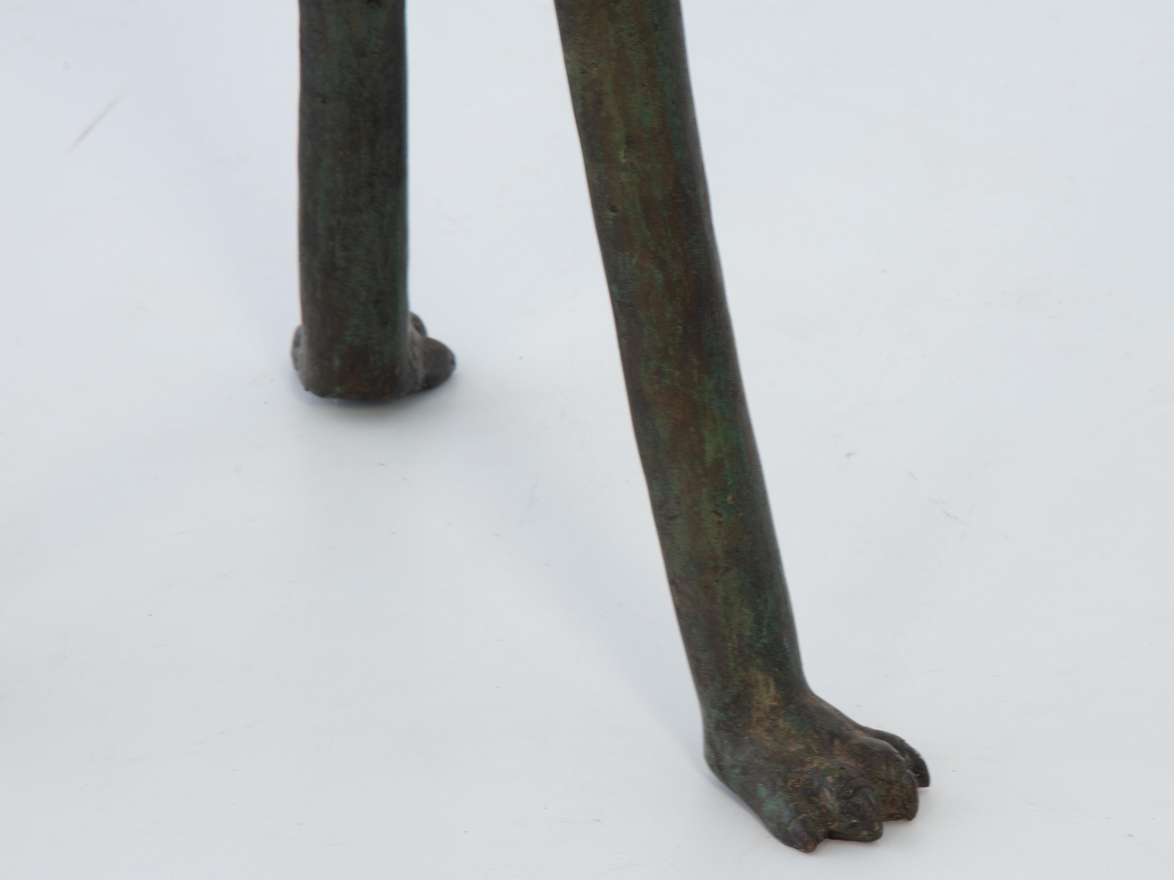 Gueridon-Ständer aus Bronze mit Elefantenmaske, runde Marmorplatte im Angebot 3