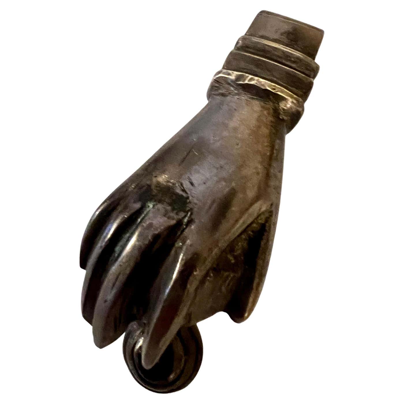 Hand Knocker Instruments Bronze Hand Door Knocker with Strike For Sale at 1stDibs