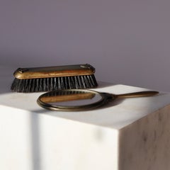 Bronze Hand Mirror and Brush by Just Andersen, 1920s, Denmark