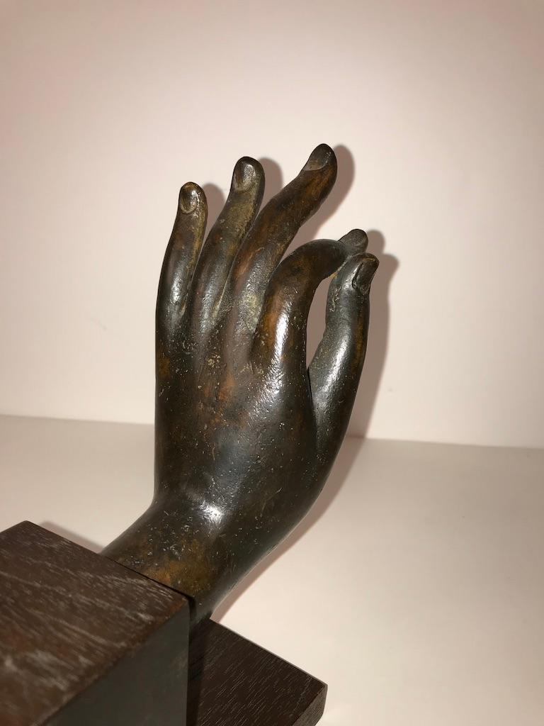 Bronze Hand of Buddha in the Vitarka Mudra In Good Condition In Stamford, CT