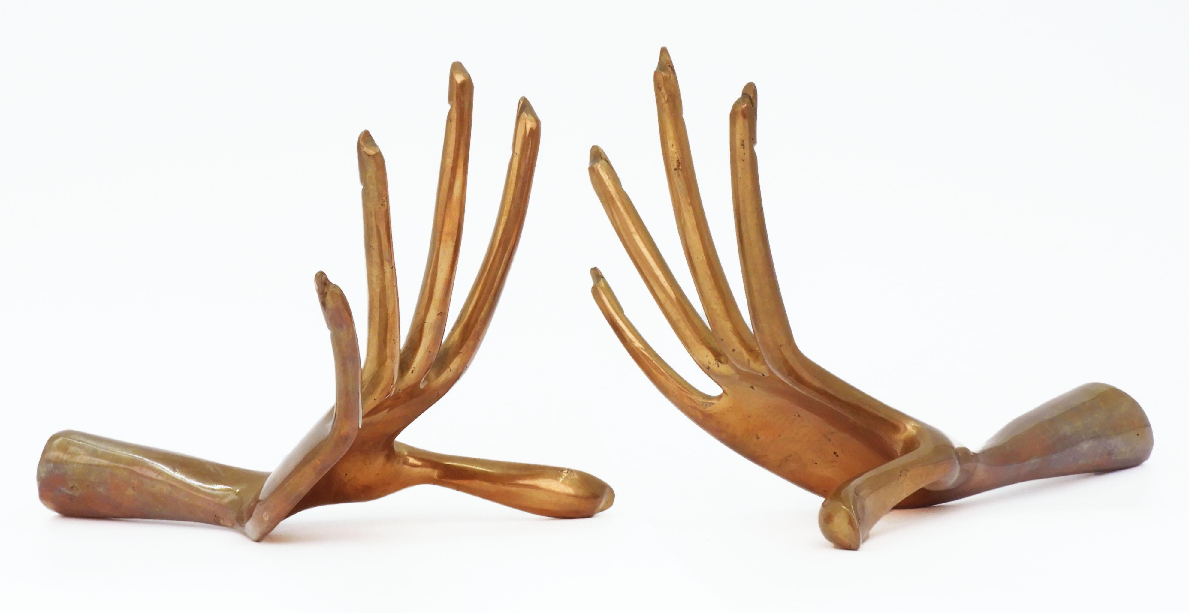 Mid-Century Modern Bronze Hand Sculptures by French Artist Yves Lohe Signed FREE SHIPPING