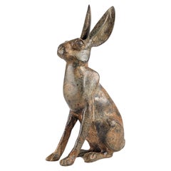 Bronze hare sculpture by Pierre Chenet, sealed