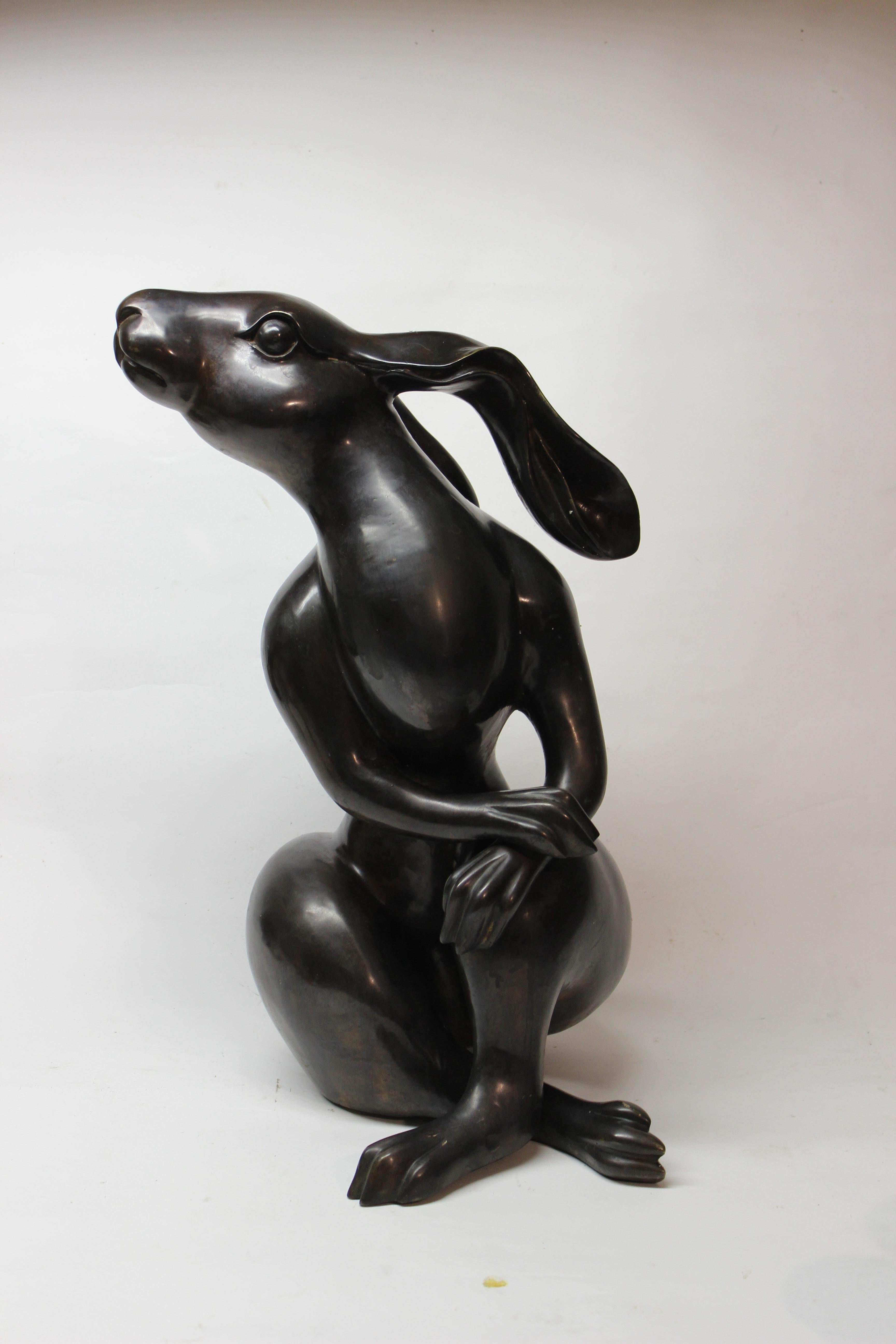 Bronze Hare Sculpture In Good Condition In East Hampton, NY