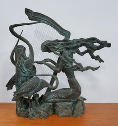 Bronze "Harmony" Art Nouveau Figurative Sculpture Signed by Ting Shao Kuang