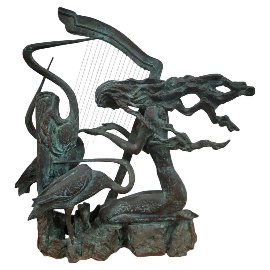 Bronze "Harmony" Art Nouveau Figurative Sculpture Signed by Ting Shao Kuang
