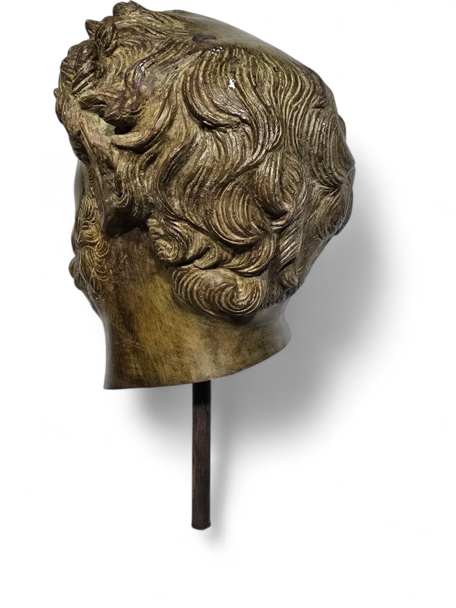 TESTA DI BRONZO  di  UN FILOSOFO GRECO in vendita 3