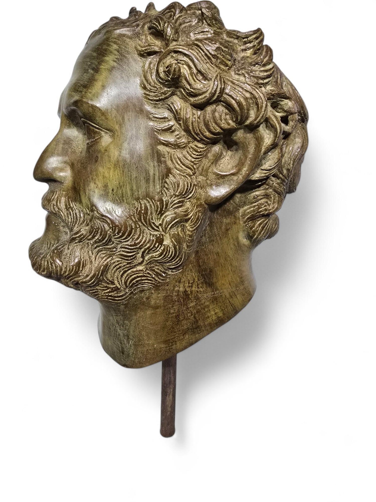 TESTA DI BRONZO  di  UN FILOSOFO GRECO in vendita 4