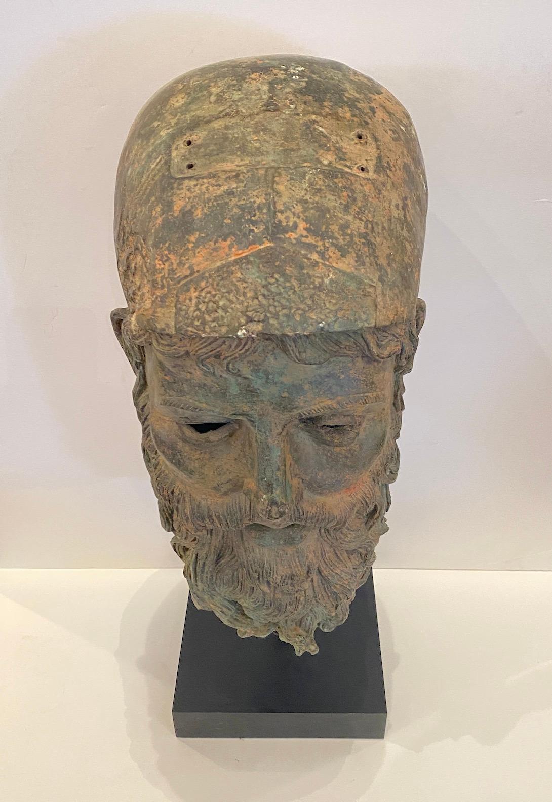 Cast Bronze Head of a Soldier