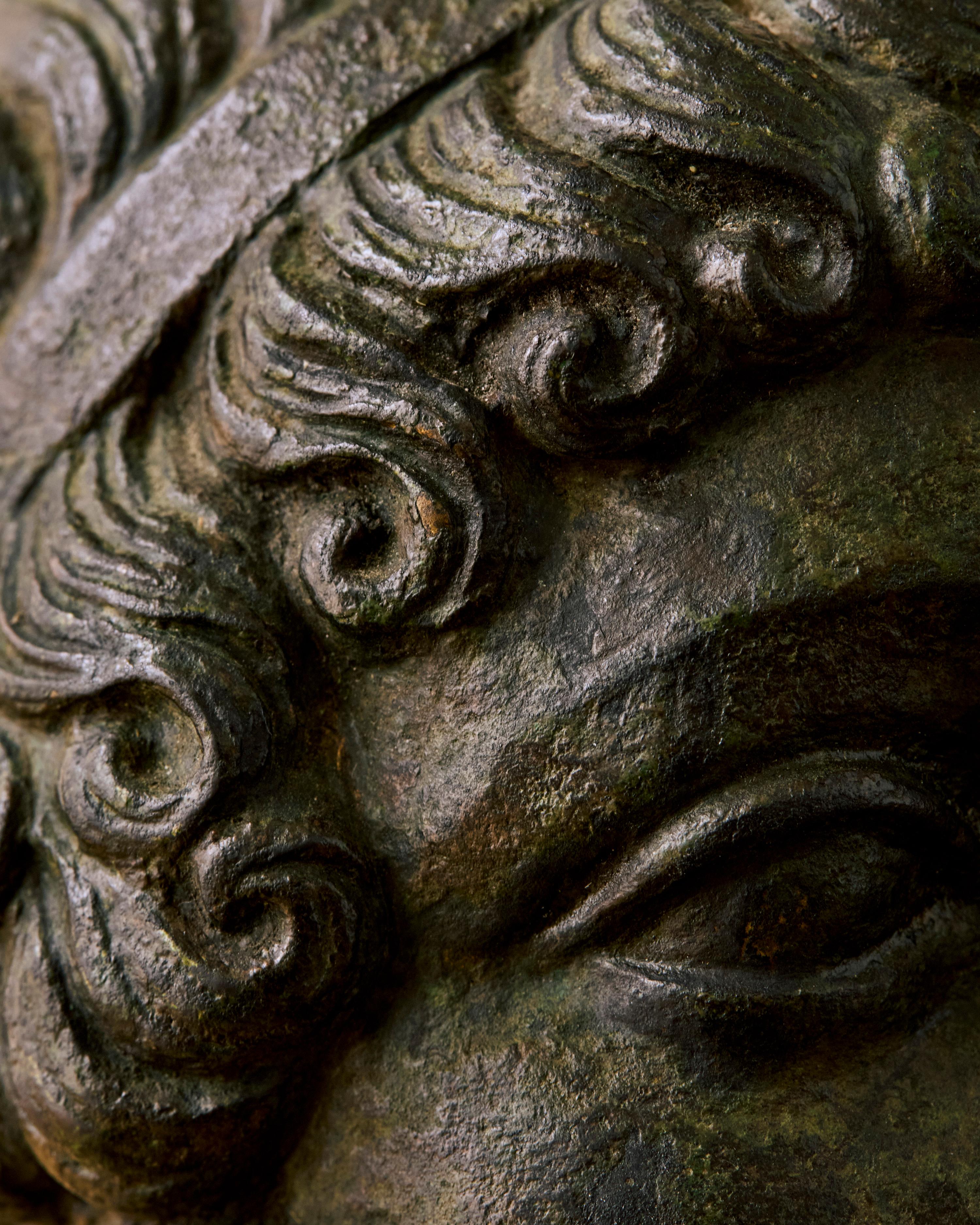 Bronze Head of a Youth Bust with Siena Marble Base im Angebot 7