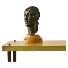 Bronze Head of a Youth Bust with Siena Marble Base