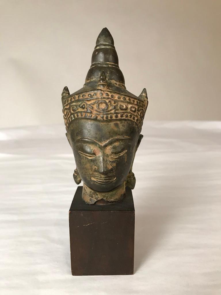 Bronzekopf des Buddha aus dem 17. Jahrhundert, Thailand im Angebot 5