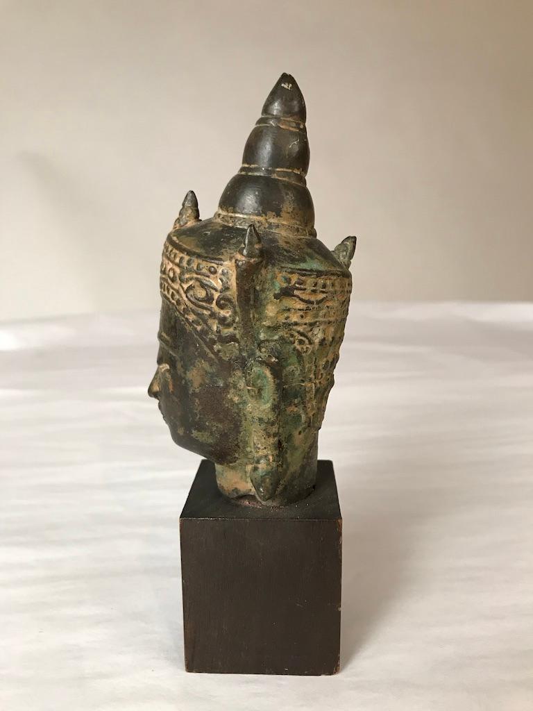 Cast Bronze Head of the Buddha, 17th Century, Thailand For Sale