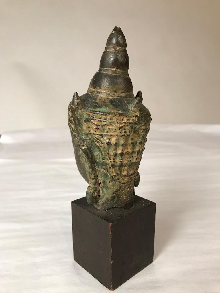 Bronze Head of the Buddha, 17th Century, Thailand In Good Condition For Sale In Stamford, CT