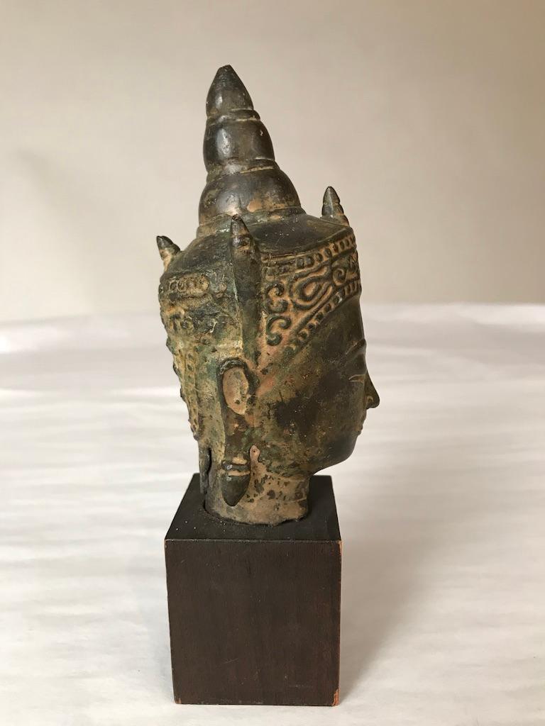 Bronzekopf des Buddha aus dem 17. Jahrhundert, Thailand im Angebot 3