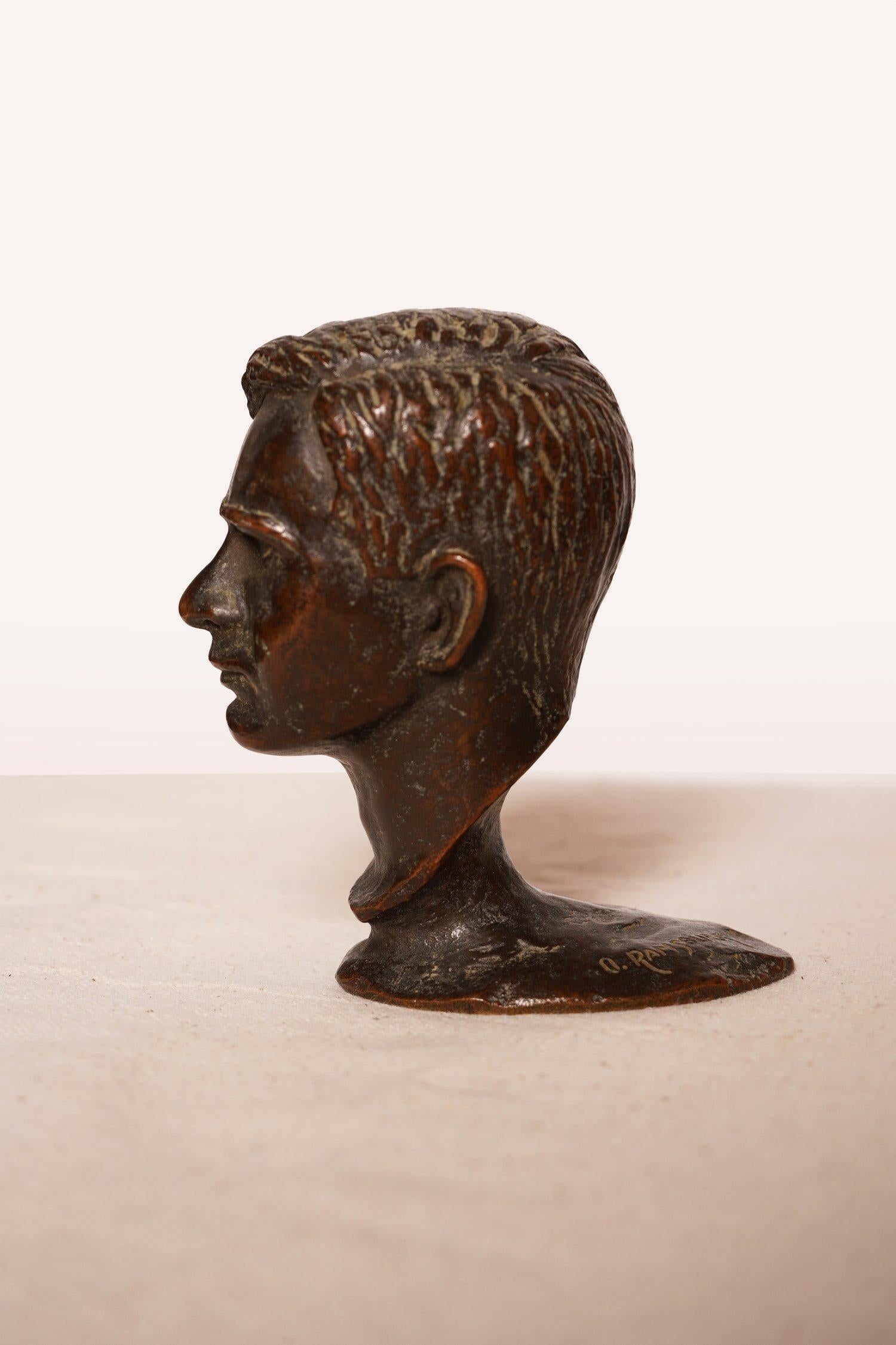 Mid-Century Modern Bronze Head Sculpture For Sale