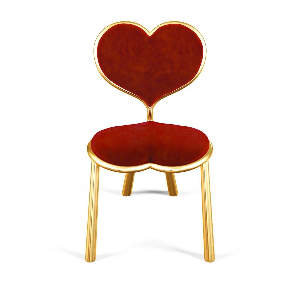 Bronze Heart Chair With Red Mohair Upholstery For Sale 1