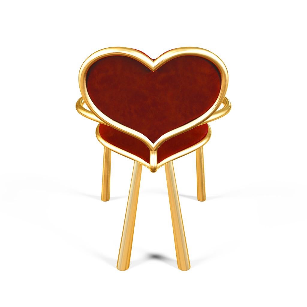 Bronze Heart Chair With Red Mohair Upholstery For Sale 2