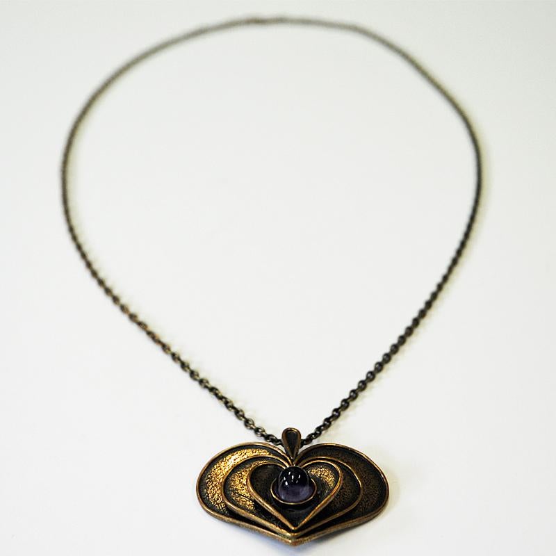 Bronze Heart vintage Pendant by Pentti Sarpaneva, Finland, 1970s 1