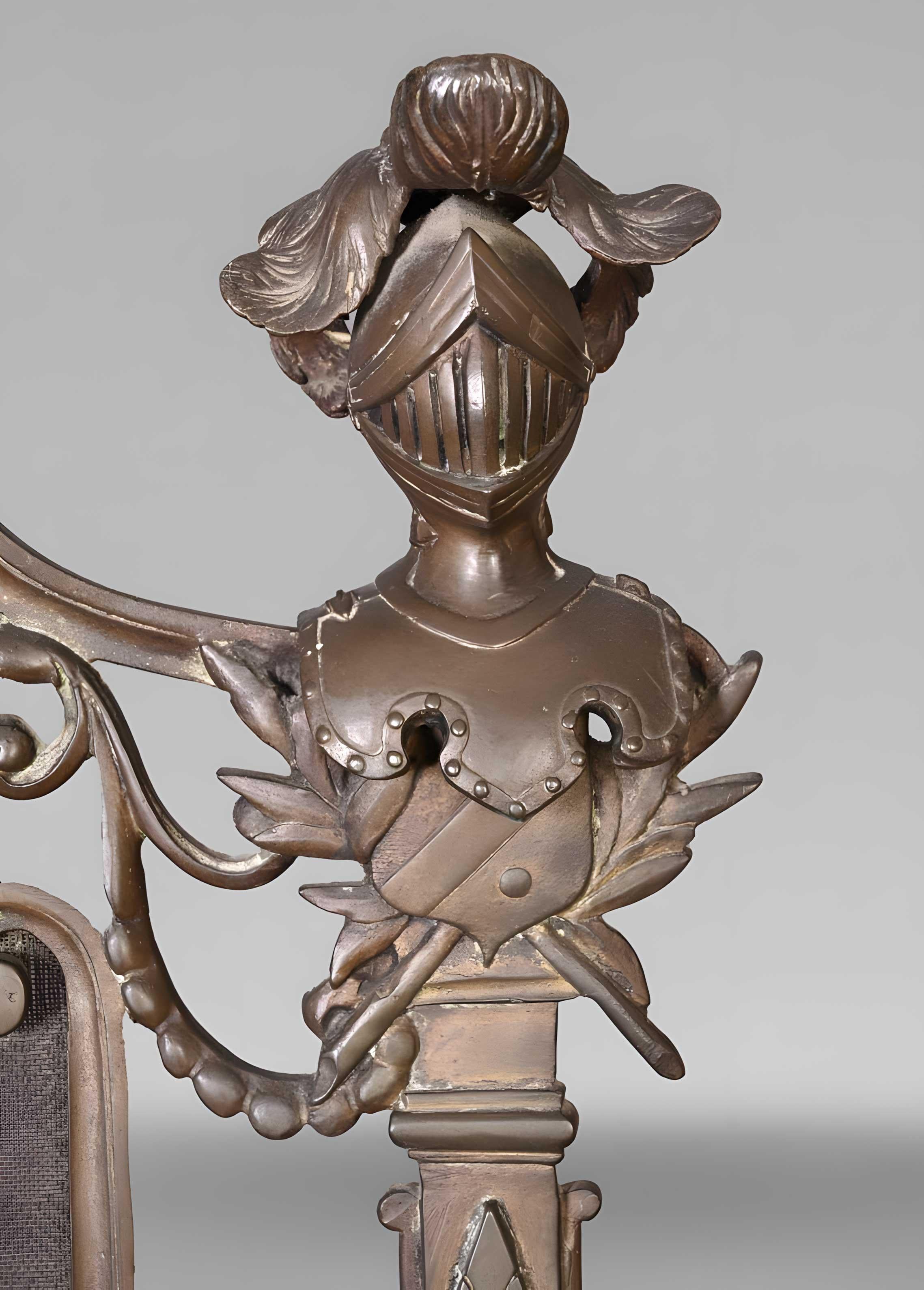 Wrought Iron Bronze helmet spark arrester, 19th century For Sale