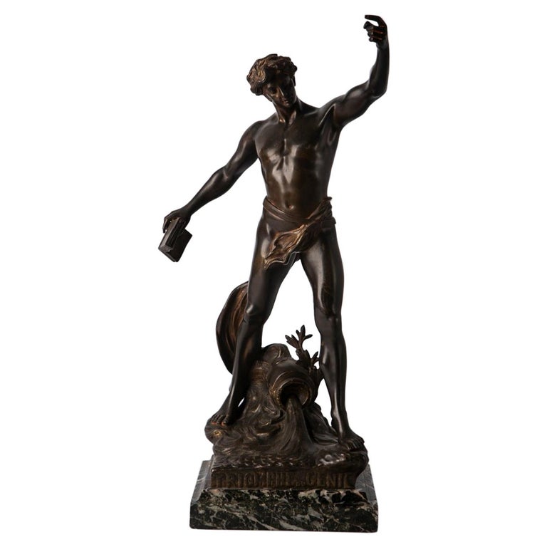 Bronze Henry Fugere (1872-1944) the triumph of genius Paris bronze foundry  For Sale at 1stDibs | h. fugere bronze