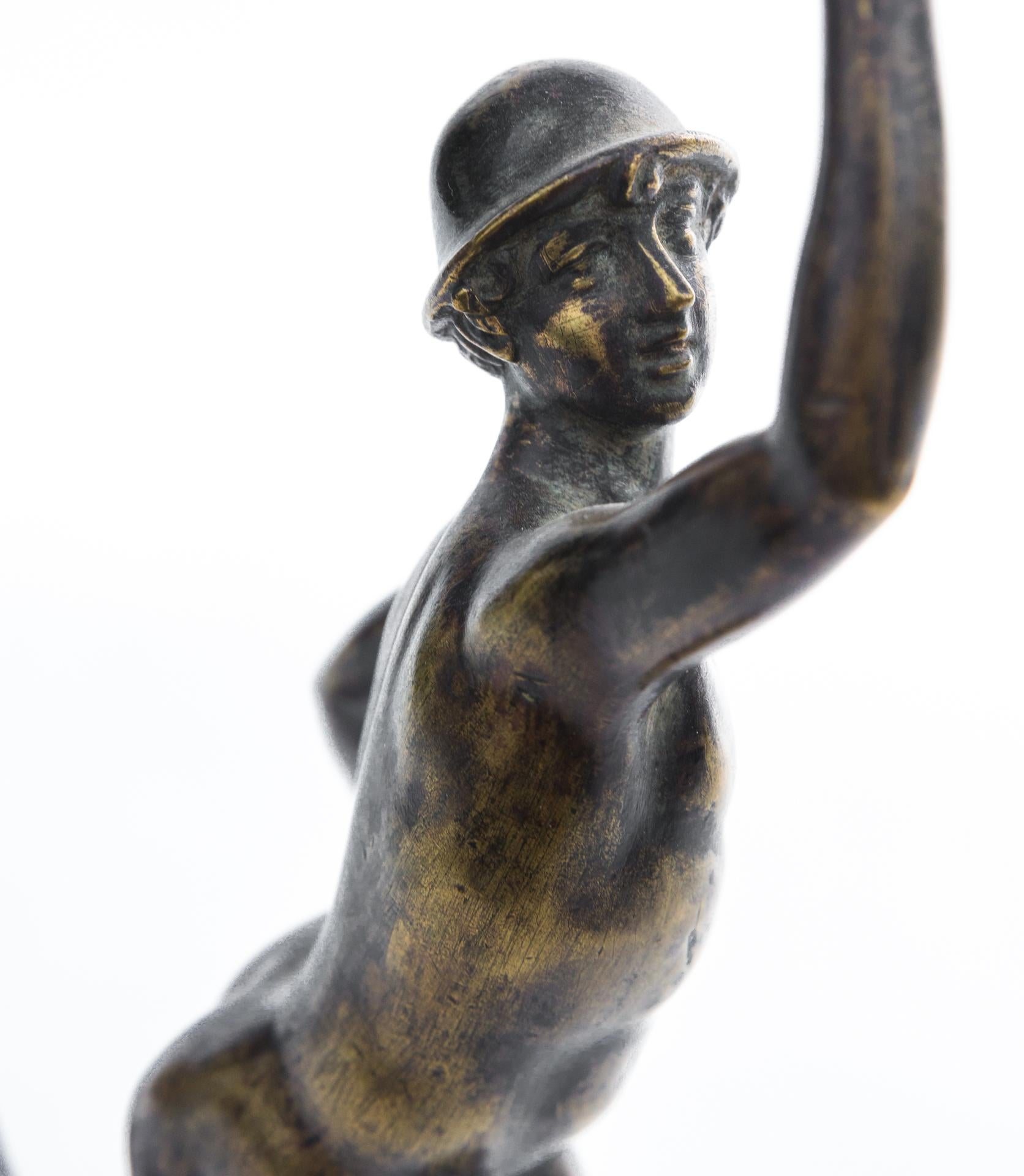 Early 20th Century Bronze Hermes Sculpture, Marble, Art Deco, 1920s For Sale