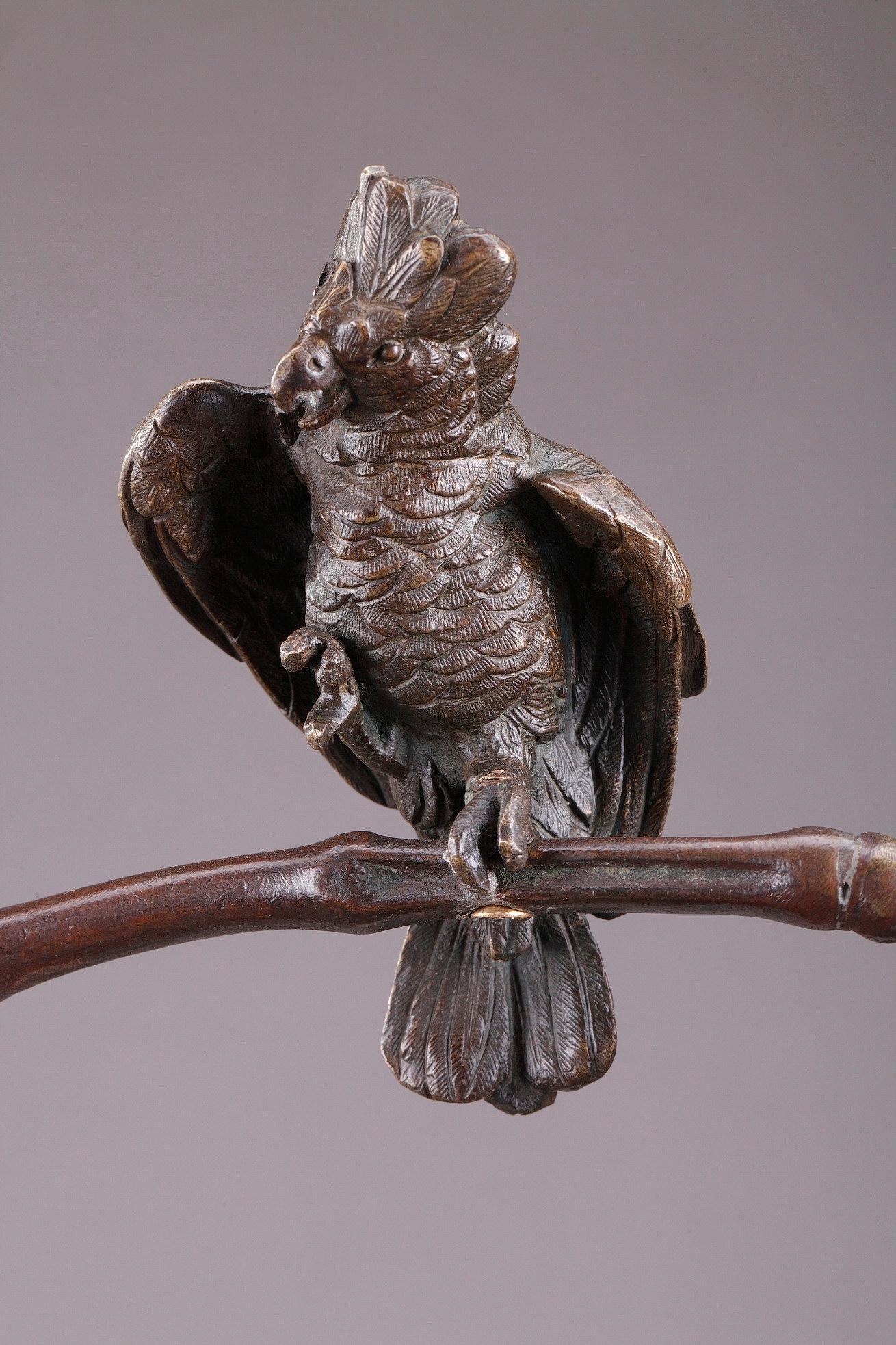 Uccelliere indù in bronzo di Auguste de Wever 