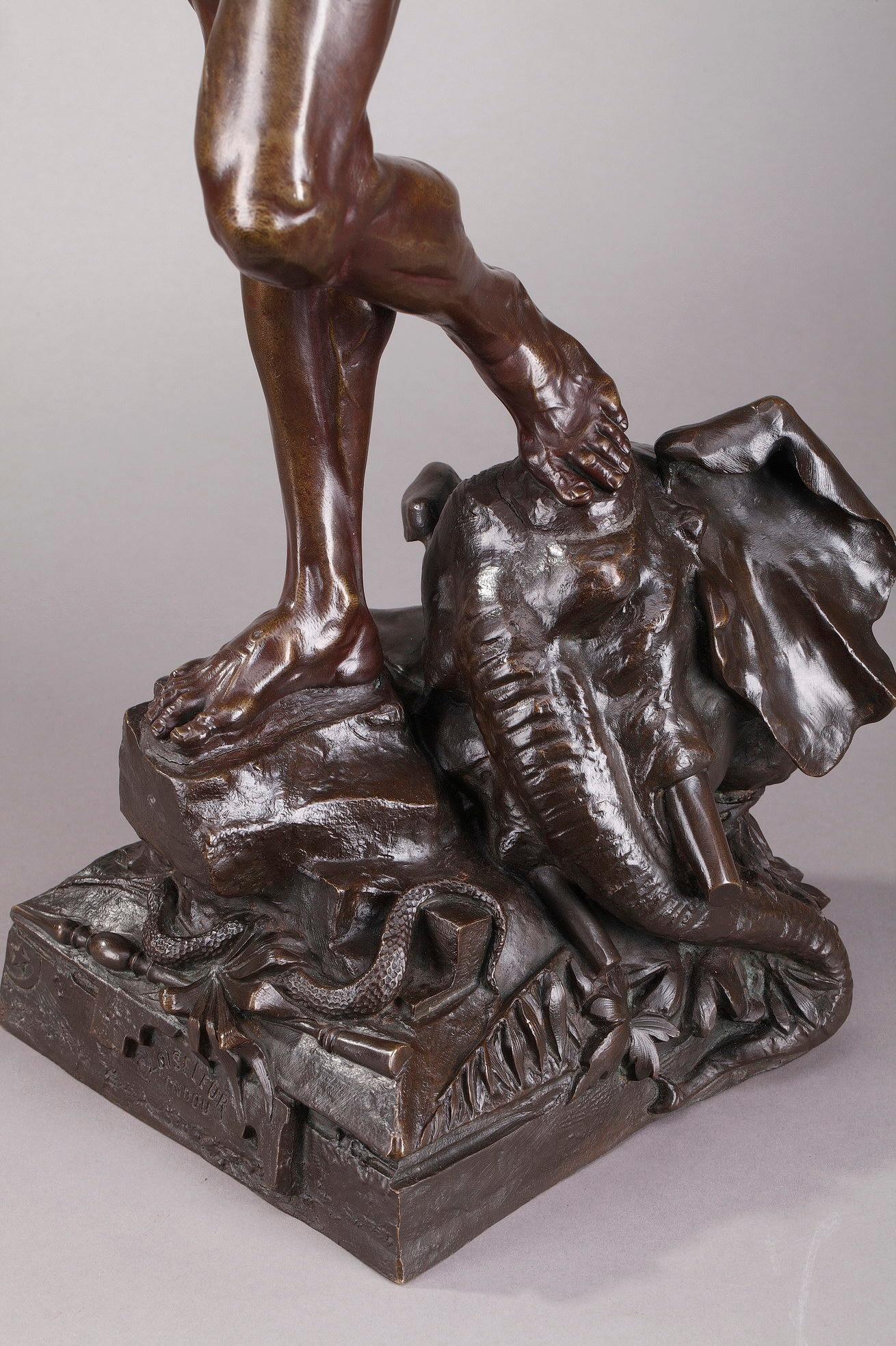 Capteur d'oiseaux hindou en bronze par Auguste de Wever 