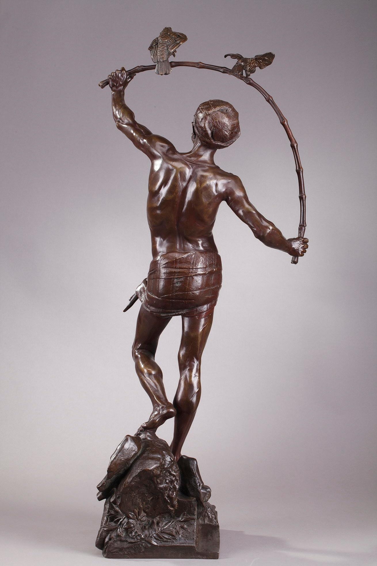 Bronze Hindu Bird-Catcher by Auguste de Wever 'Belgian, 1836-1910' For Sale 6