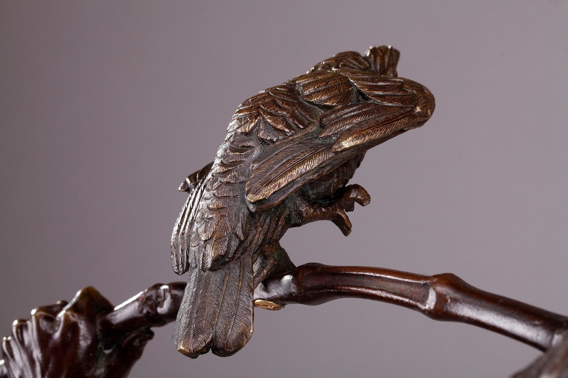 Uccelliere indù in bronzo di Auguste de Wever 