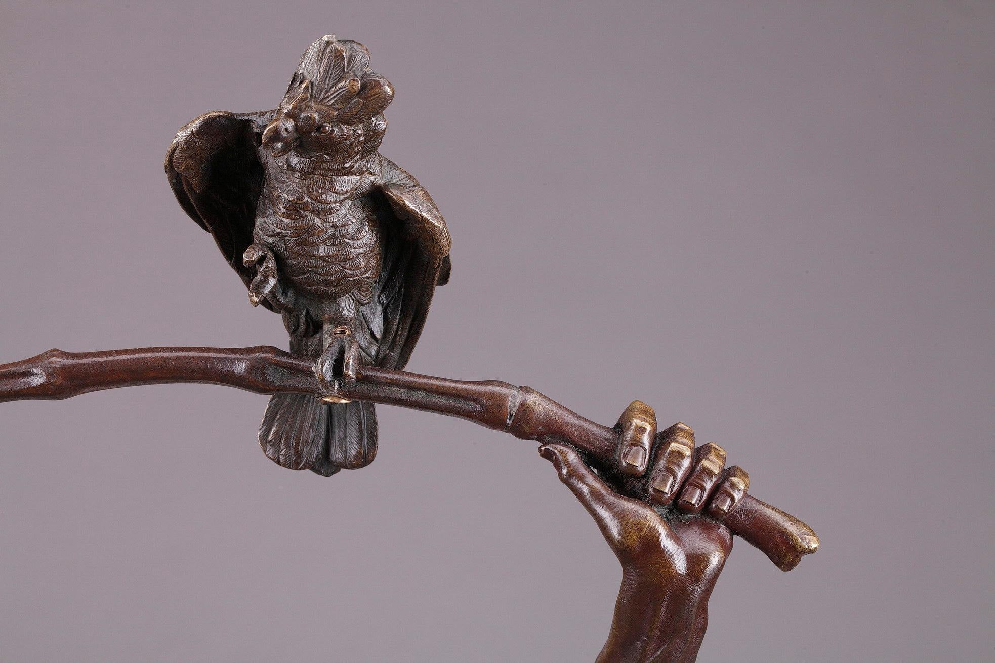 Uccelliere indù in bronzo di Auguste de Wever 