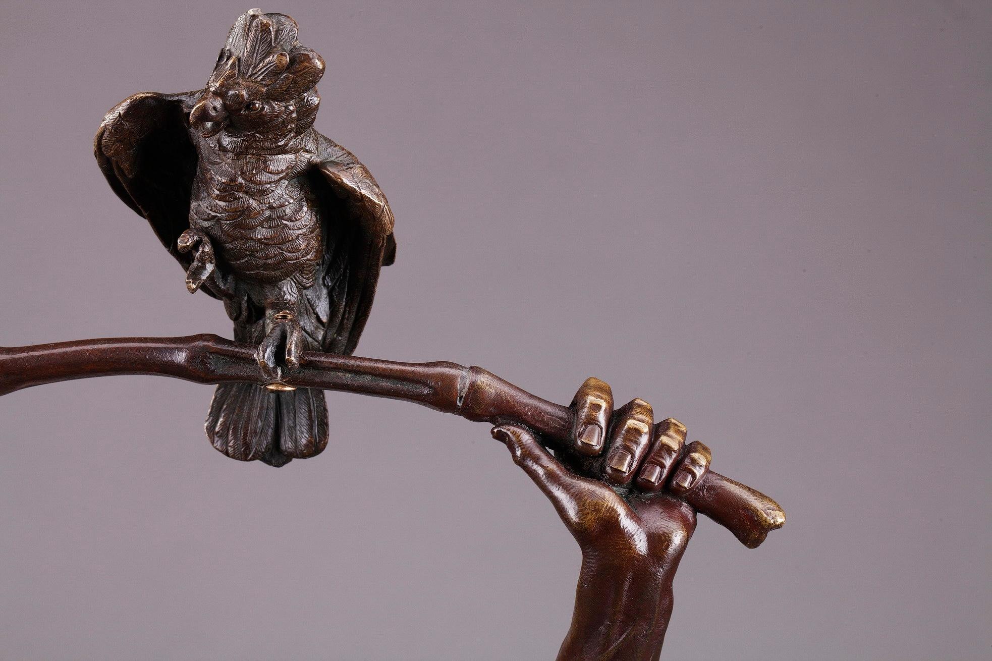 Uccelliere indù in bronzo di Auguste de Wever 