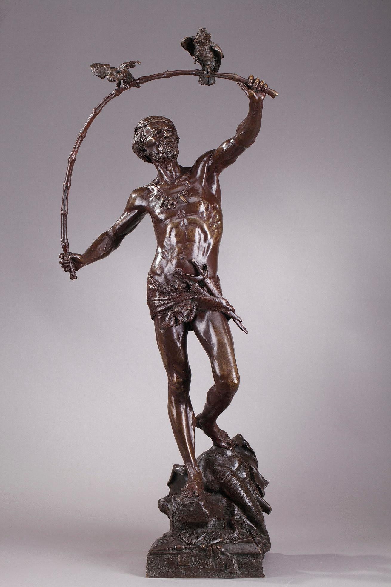 Art Nouveau Uccelliere indù in bronzo di Auguste de Wever 