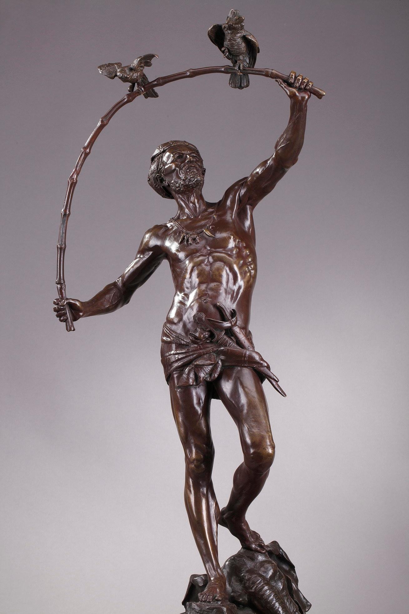 Francese Uccelliere indù in bronzo di Auguste de Wever 