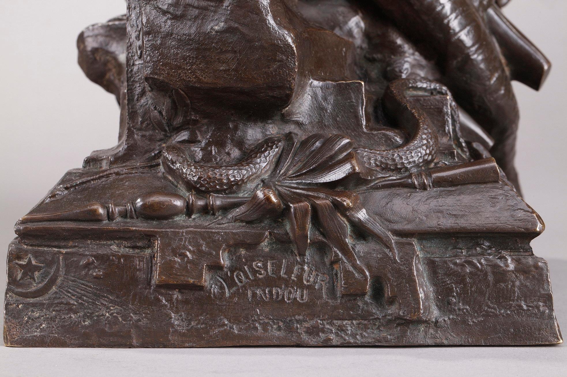 Bronze Capteur d'oiseaux hindou en bronze par Auguste de Wever 