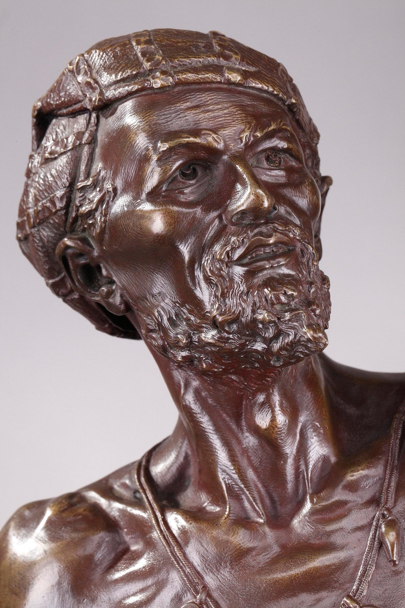 Bronzo Uccelliere indù in bronzo di Auguste de Wever 