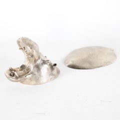 Scultura “Ippopotamo” in bronzo placcato argento