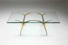 Post-Modern Coffee Table by Kouloufi, Bronze & Glass, Belgium, 1970