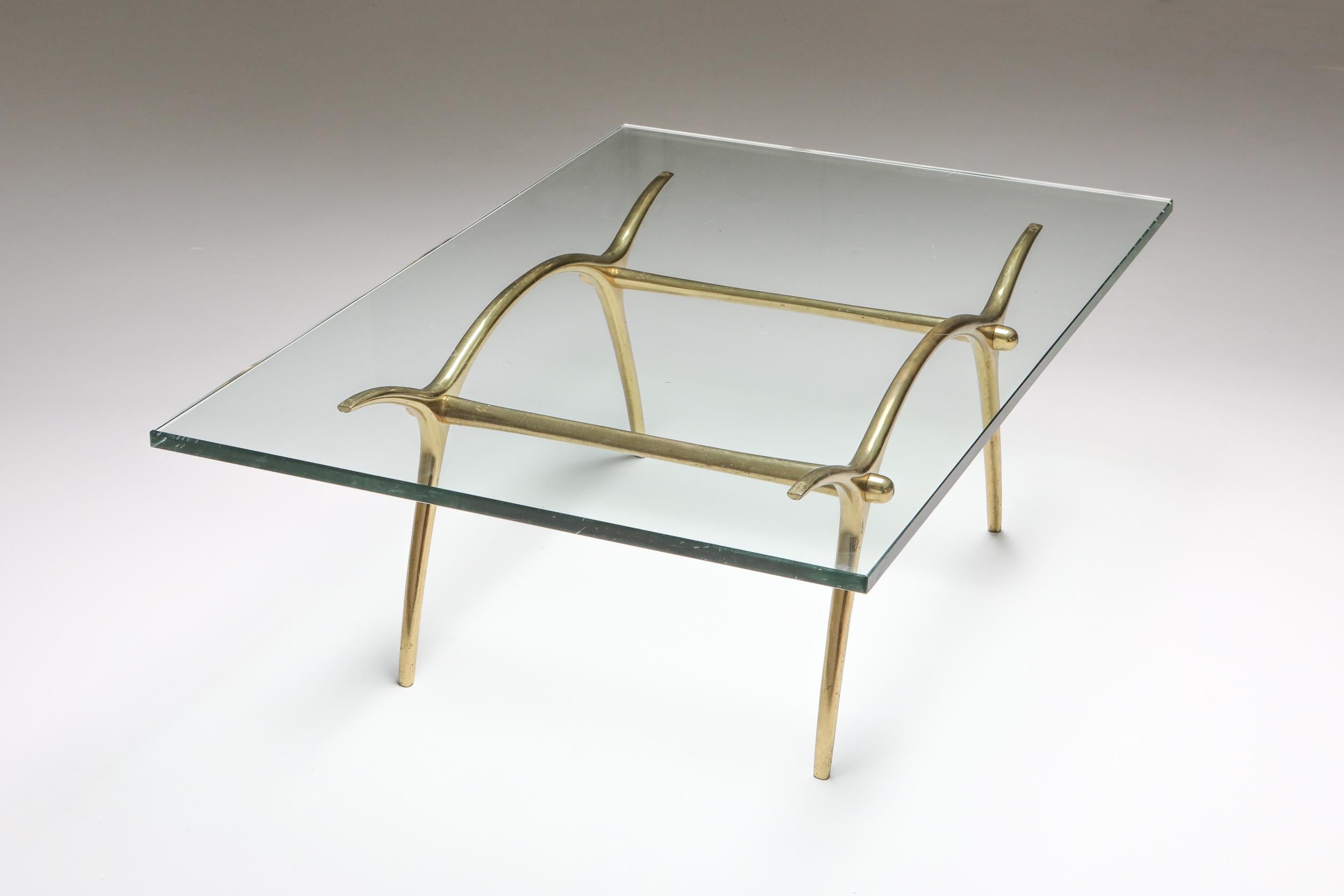 Bronze Hollywood Regency Coffee Table by Kouloufi In Excellent Condition For Sale In Antwerp, BE