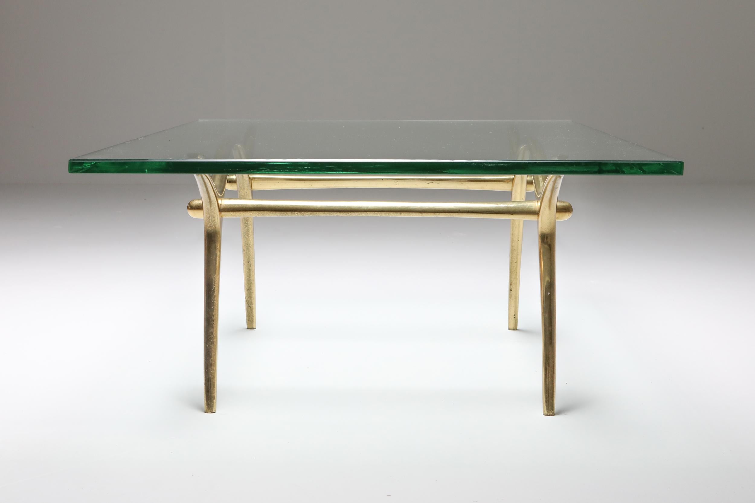 Late 20th Century Bronze Hollywood Regency Coffee Table by Kouloufi For Sale