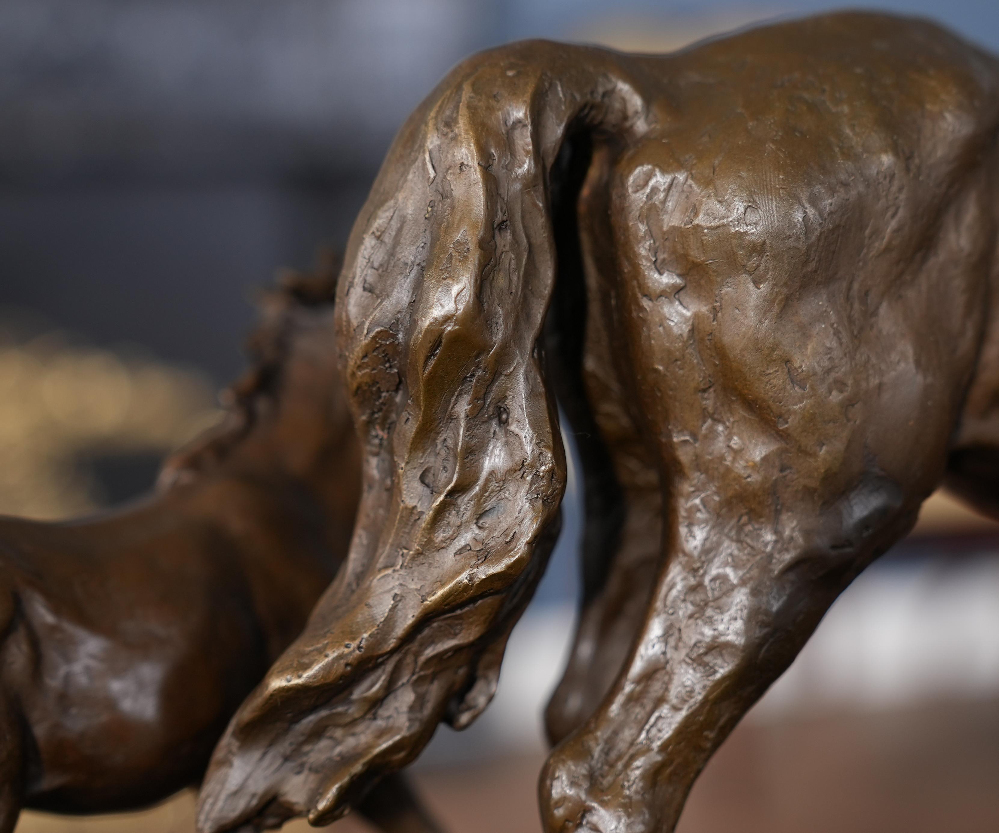 Contemporary Bronze Horse and Foal on Marble Base For Sale