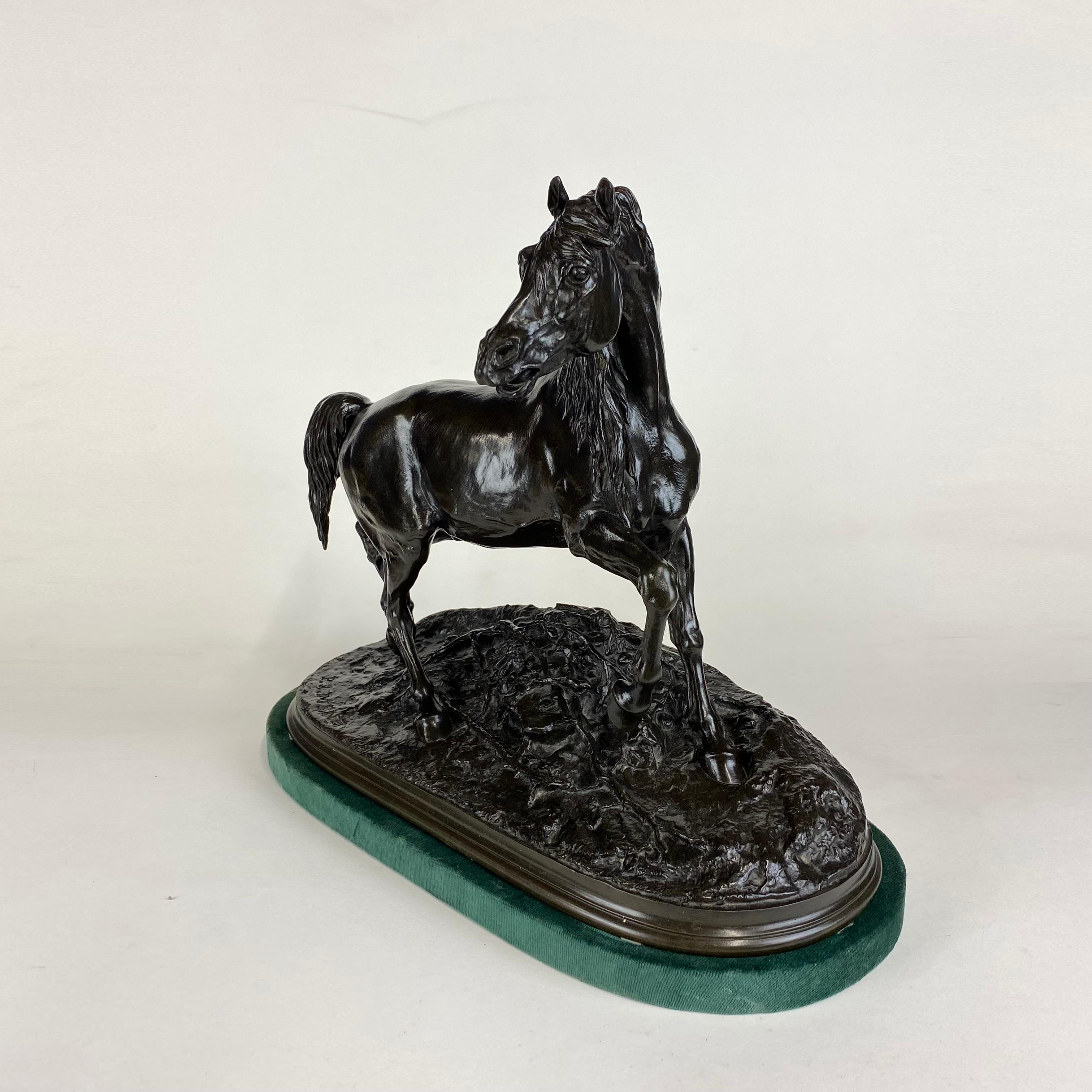 Francese Cavallo in bronzo di Mêne intitolato Cheval Libre in vendita