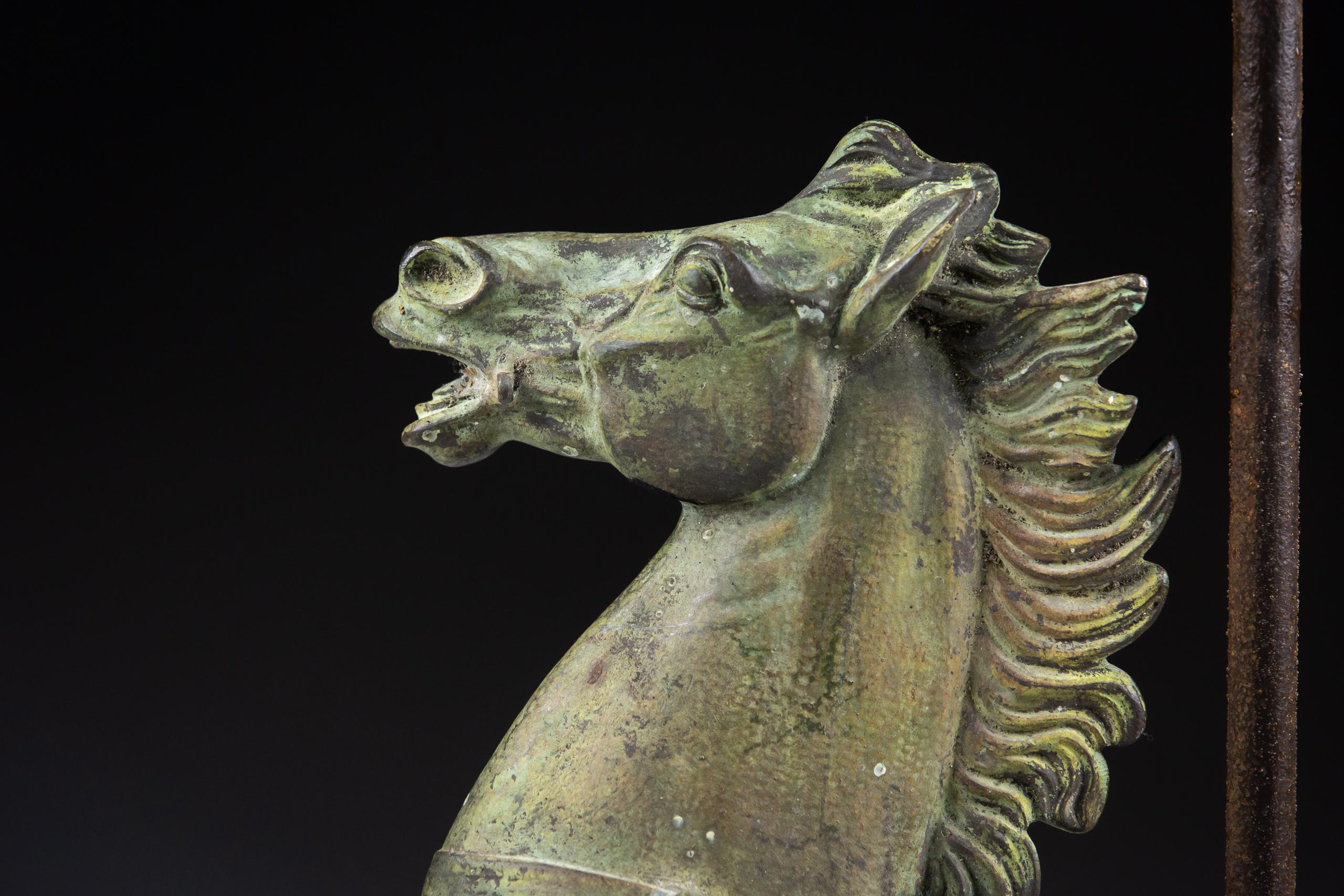 Bronze Horse Epi de Faitage or Roof Finial In Distressed Condition In Pease pottage, West Sussex