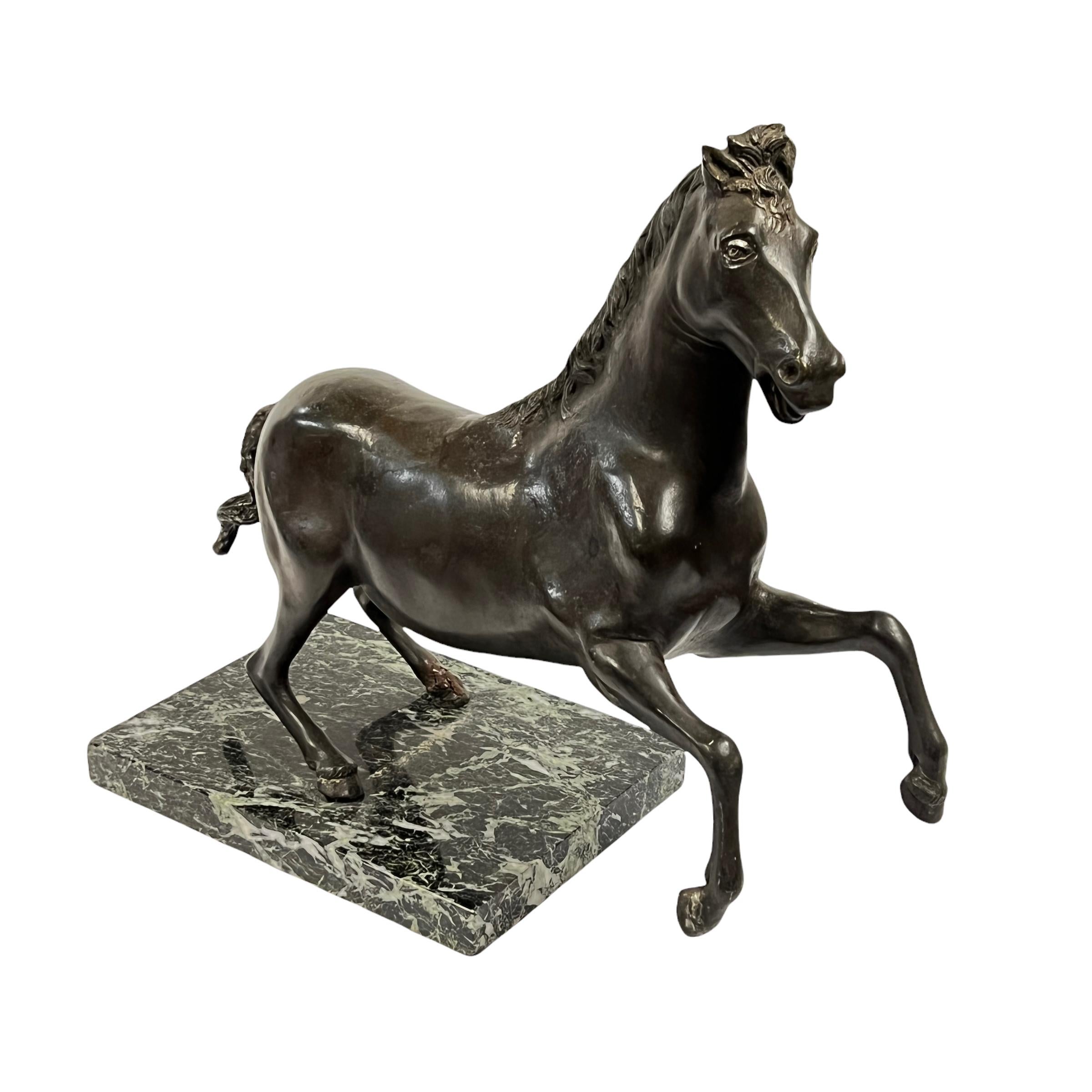 Patinated Bronze Horse Figurine After the Ancient Roman